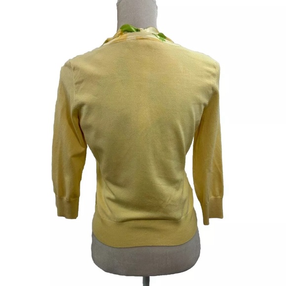 INC International Concepts Yellow Silk Lined Cardigan Removable Tie Size Small - Picture 3 of 6